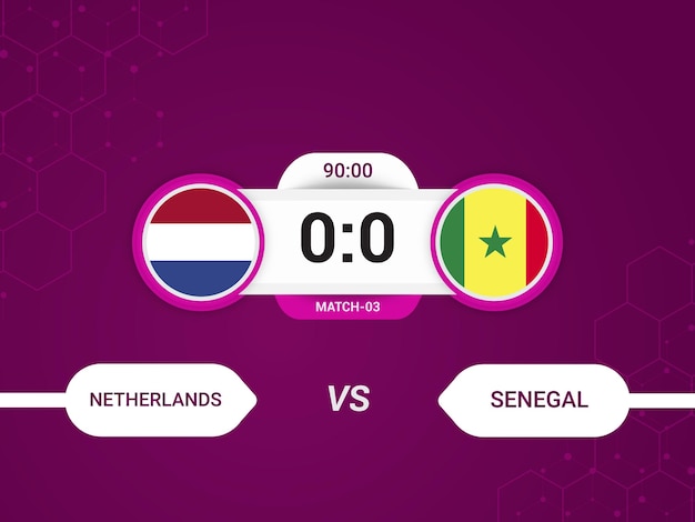 Senegal vs Nederland 2022 match met scorebord en uitzending