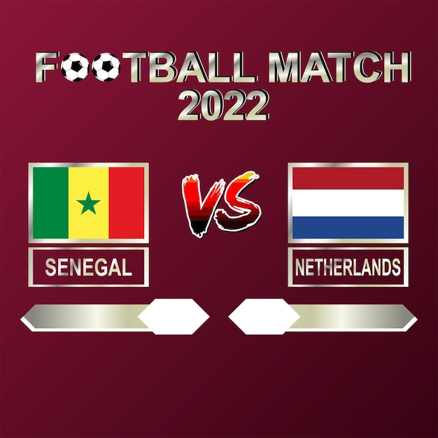 일정, 결과 매트에 대한 세네갈 대 네덜란드 축구 대회 2022 템플릿 배경 벡터