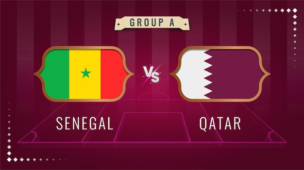 Senegal vs qatar soccer world cup 2022 background field in strokes