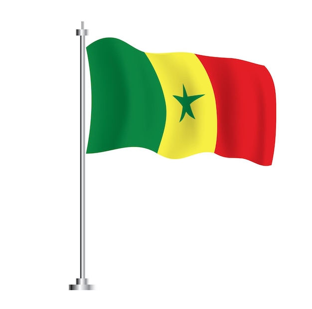 Senegalese Flag Isolated Wave Flag of Senegal Country