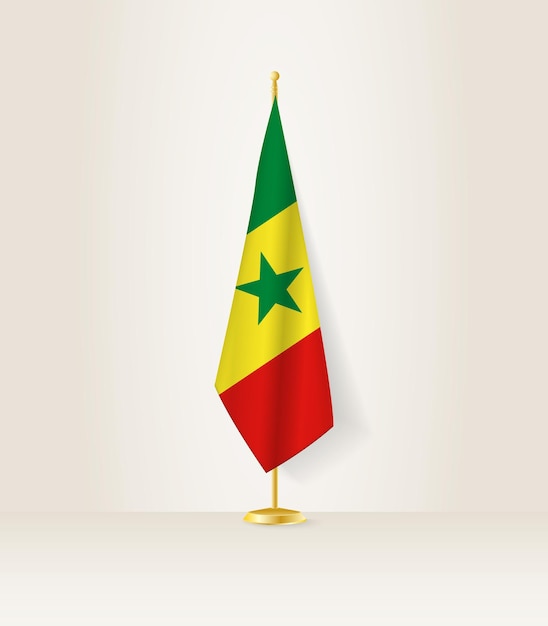 Senegalese vlag op een vlaggenstandaard