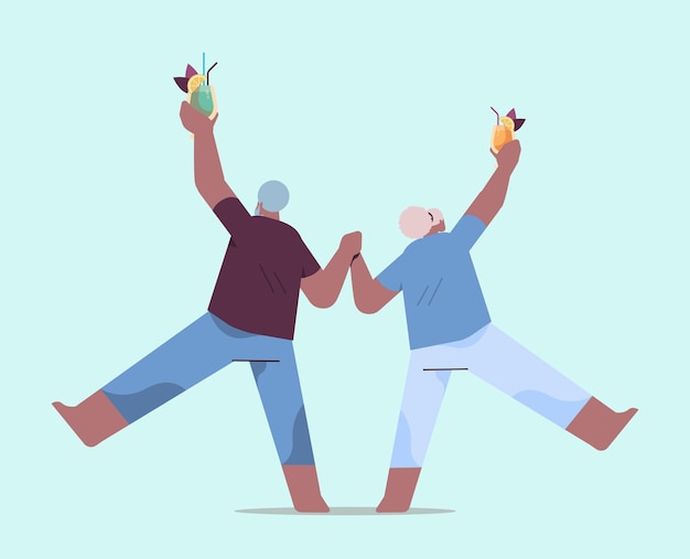 Vector senior african american couple dancing old man and woman having fun active old age concept