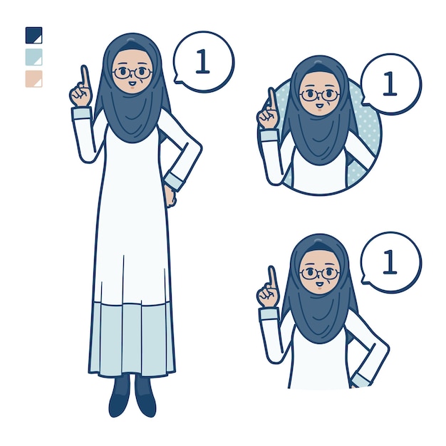 A senior arabic woman with counting as 1 images