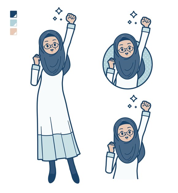 A senior arabic woman with fist pump images