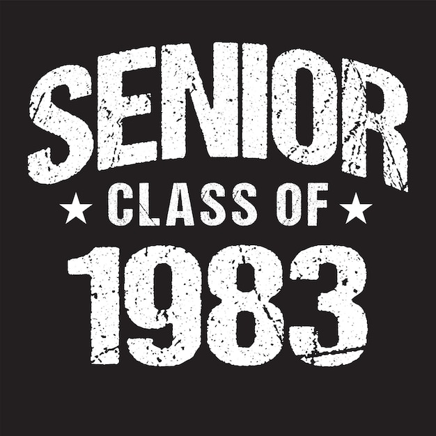 Classe senior del 1983 vector t-shirt design sfondo scuro