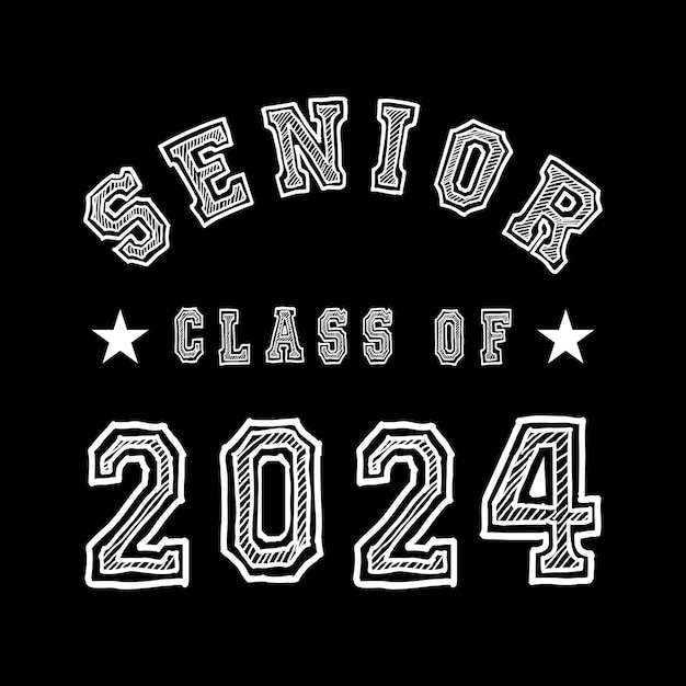 Senior class of 2024 illustrazione vettoriale t shirt design