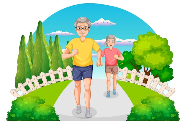 Senior couple jogging at park