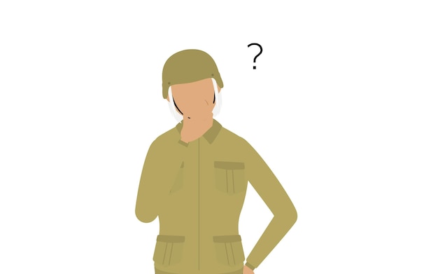 Senior Female Soldier Pose Have doubts