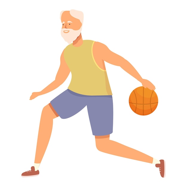 Vector senior man basketball move icon cartoon vector person adult