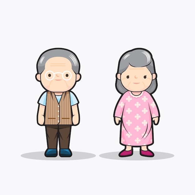 Senior man en vrouw kawaii ontwerp vector