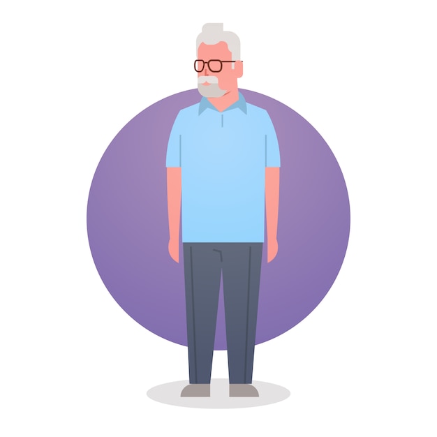 Vector senior man grandfather gray hair male icon full length