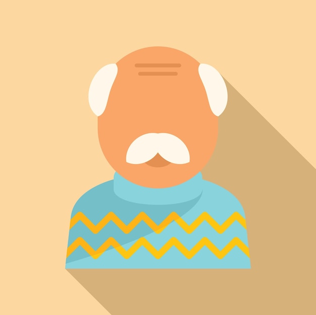 Senior man icon flat vector adult life generation stage