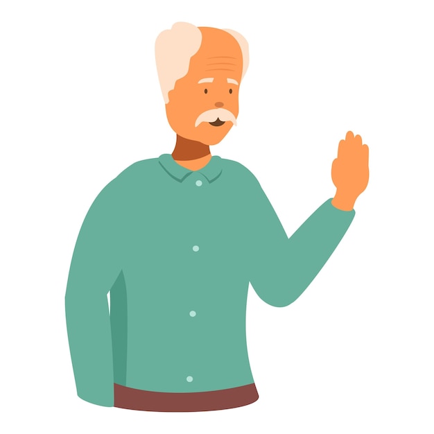 Senior man is waving his hand in greeting