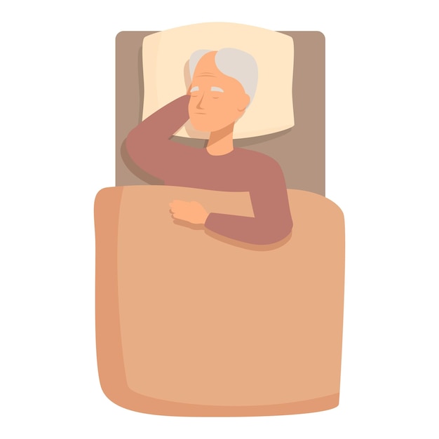 目を閉じてベッドで静かに眠っている年配の男性