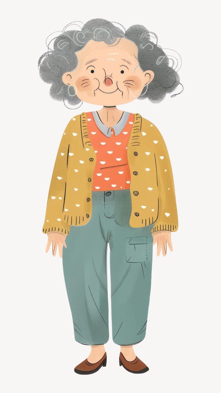 Вектор senior walker girl illustration illustrated character vector