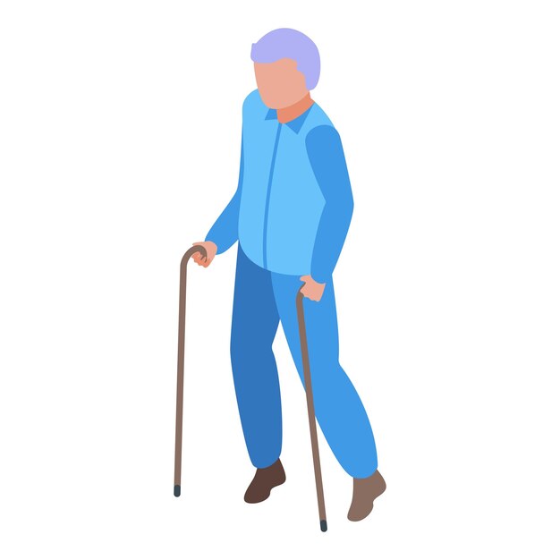 Vector senior wandelstok pictogram isometrische vector verpleegkundige zorg oude patiënt