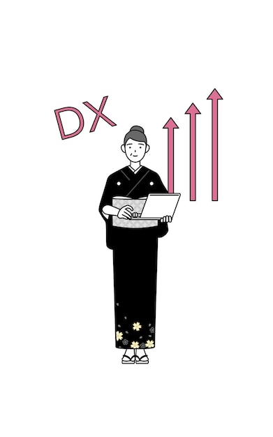 Пожилая женщина в кимоно, которая успешно улучшила свой бизнес