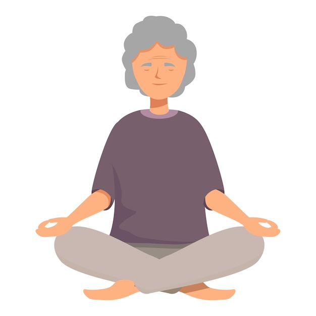 Senior woman meditating in lotus position practicing yoga