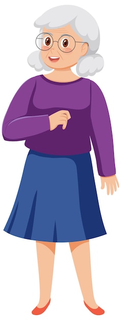 Senior woman wearing purple shirt