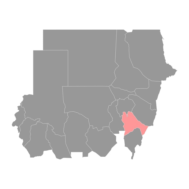 Sennar State map administrative division of Sudan Vector illustration