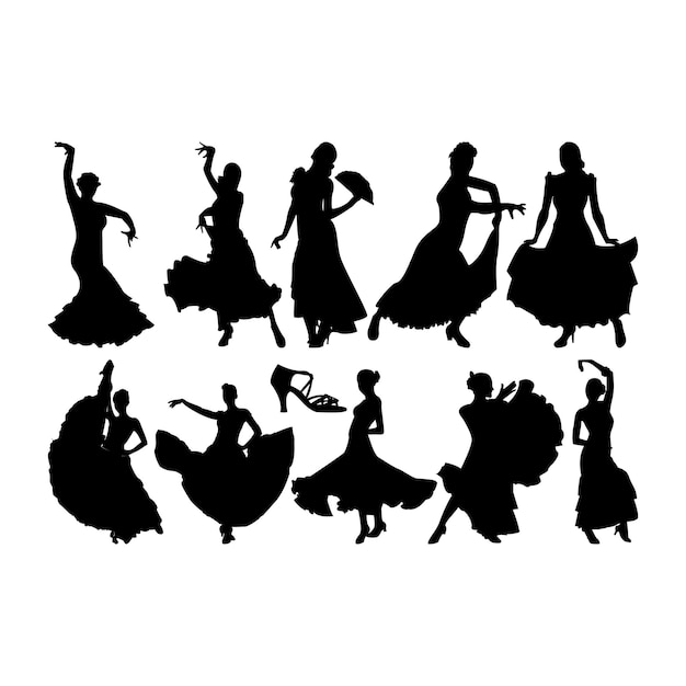 Vector senorita dance step silhouette vector