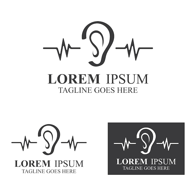 Sense of hearing ear icon logo vector design template illustration