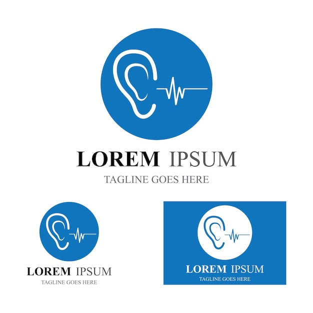 Illustrazione del modello di disegno vettoriale del logo dell'icona dell'orecchio del senso dell'udito