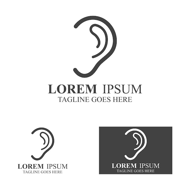 Sense of hearing or ear icon logo vector design template illustration