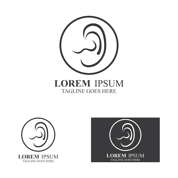 Sense of hearing or ear icon logo vector design template illustration