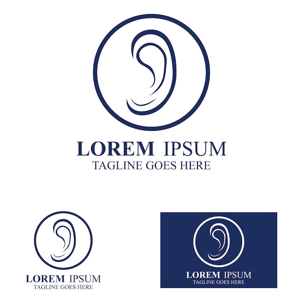 Sense of hearing or ear icon logo vector design template illustration