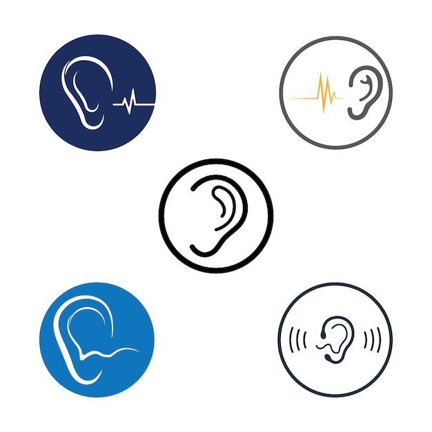 Sense of hearing or ear icon logo vector design template illustration