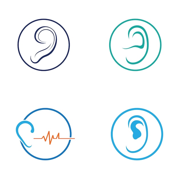 청각 또는 귀 아이콘 로고 벡터 디자인 템플릿 일러스트의 감각
