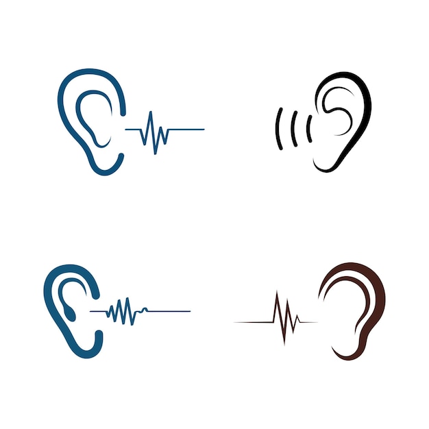 청각 귀 아이콘 로고 벡터 디자인 템플릿 일러스트의 감각