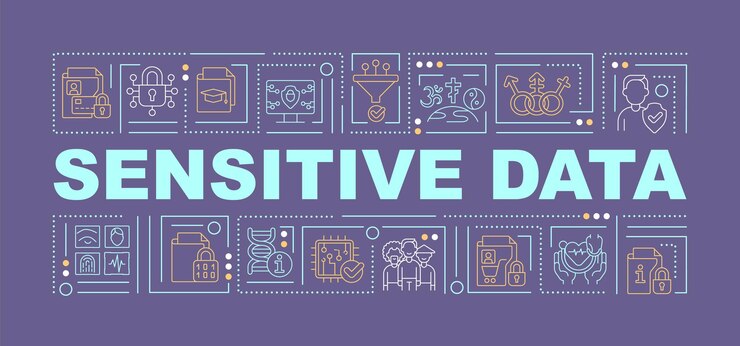 Vector sensitive information word concepts purple banner