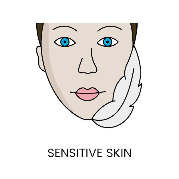 Sensitive in vector illustration of woman face and bird feather