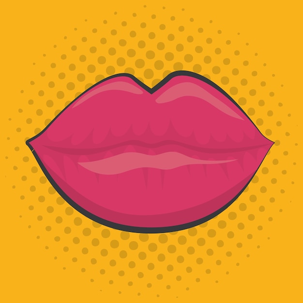 Sensual pink lips icon