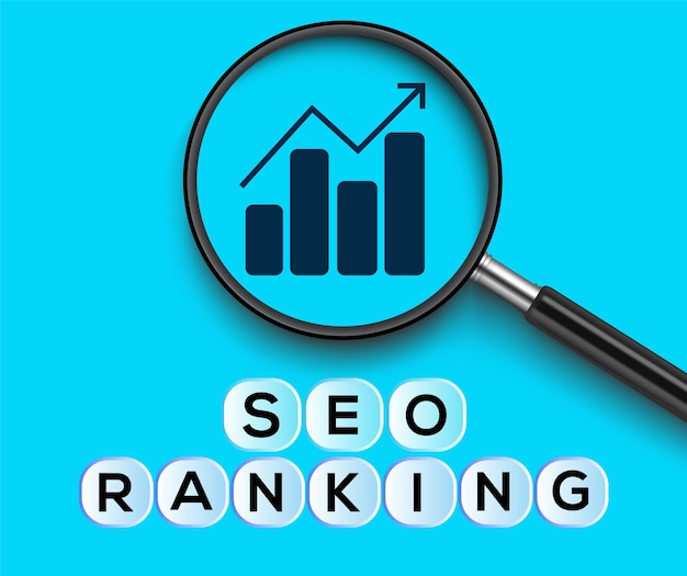 Analisi seo e affari con lente d'ingrandimento