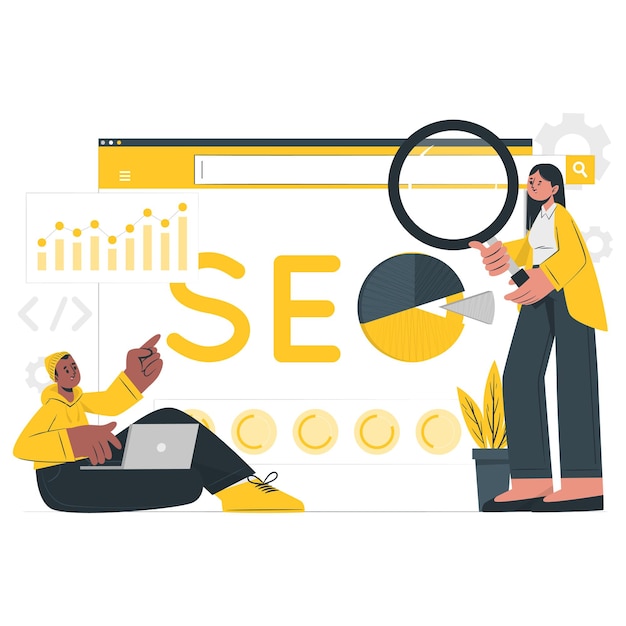 SEO 분석 팀 불균형 일러스트 터