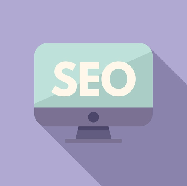 SEO 컴퓨터 엔진 아이콘 평면 터 글로벌 웹