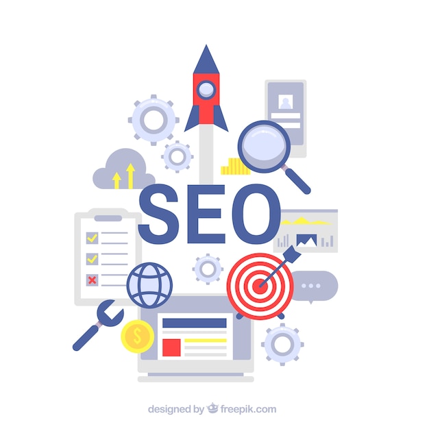 Seo elements background in flat style