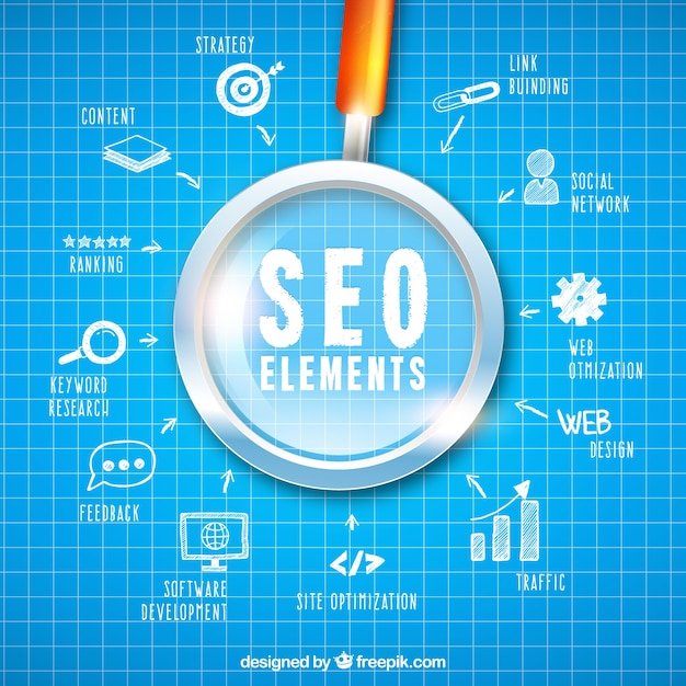 Seo elements background in hand drawn style