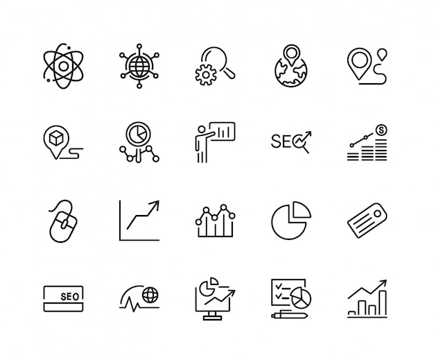 Seo en ontwikkeling icon set