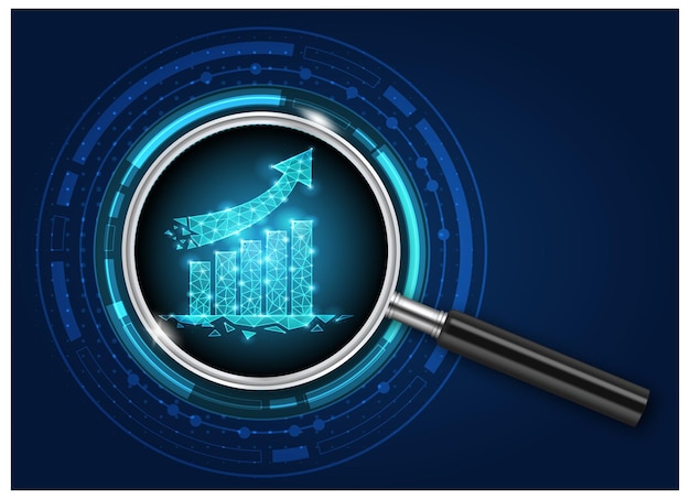 seo growth background with magnifying glass