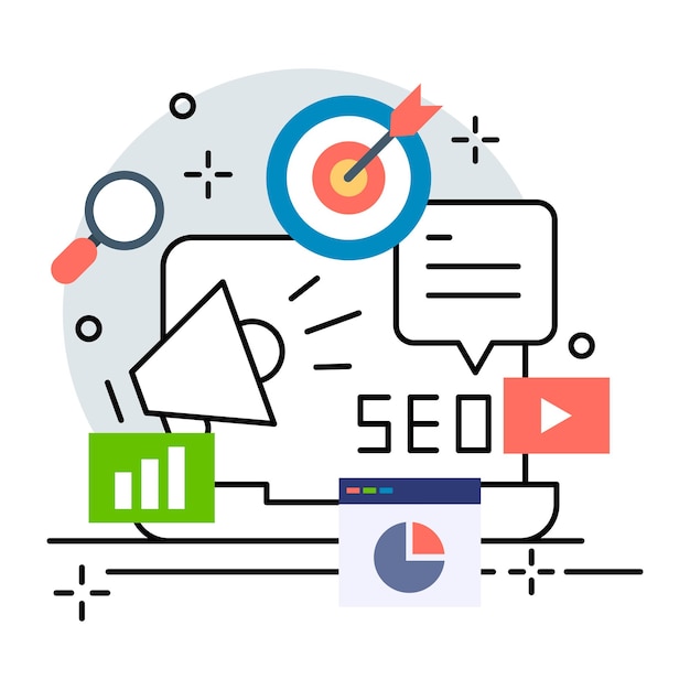 SEO illustratieontwerp Concept bevorderingsontwerp