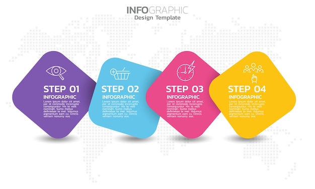 SEO Infographic 4 stappen seo voor inhoudsdiagram stroomdiagram stappen onderdelen tijdlijn werkstroomdiagram