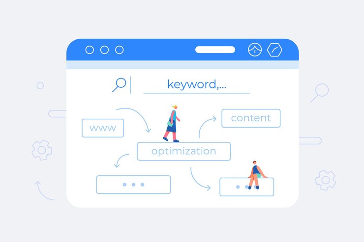 Vector seo keywords searching concept in flat design