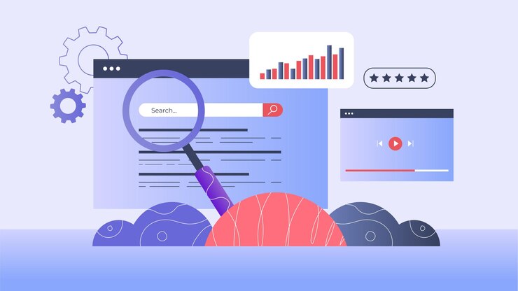Vector seo and marketing analytics concept. search engine optimization