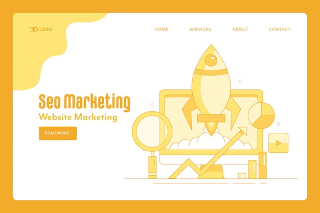 Vector seo marketing strategy landing page