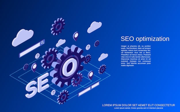 SEO-optimalisatie, informatie zoeken, data-analyse platte isometrische concept illustratie