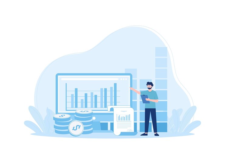 Vector seo optimization analyzing data for investment business trending concept flat illustration